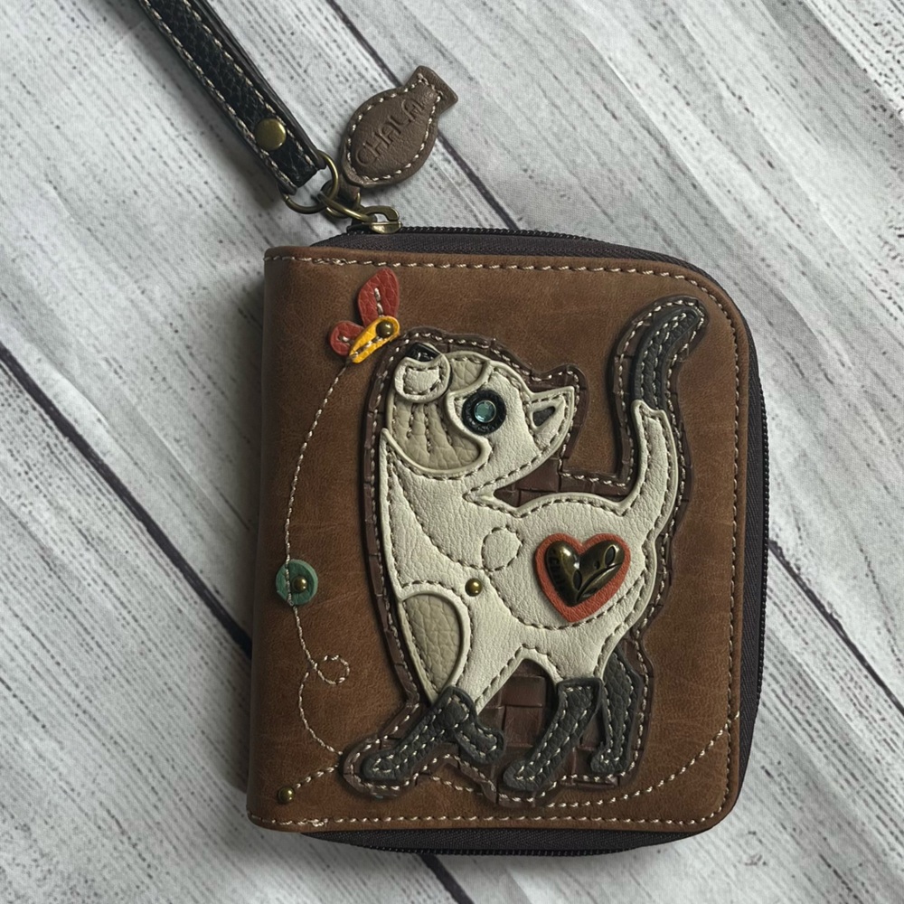 CHALA Slim Cat Zip Around Wallet